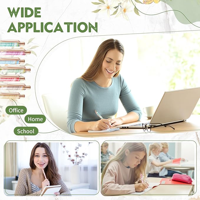 Sherr 7 Pcs Fancy Pens for Women Cute Sparkly Glitter Pens with 10 Pcs Black Ink Refills Pretty Gifts for Girls Office School Christmas Graduation(Colorful,Marble)