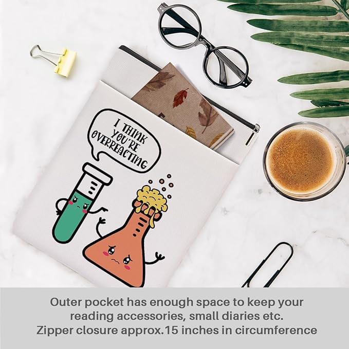Book Themed Gifts Waterproof Book Sleeve Book Pouch Funny Reading Gifts Science Teacher Gifts for Women Friend Book Covers for Paperbacks Book Accessories Book Protector with Zipper and Front Pocket