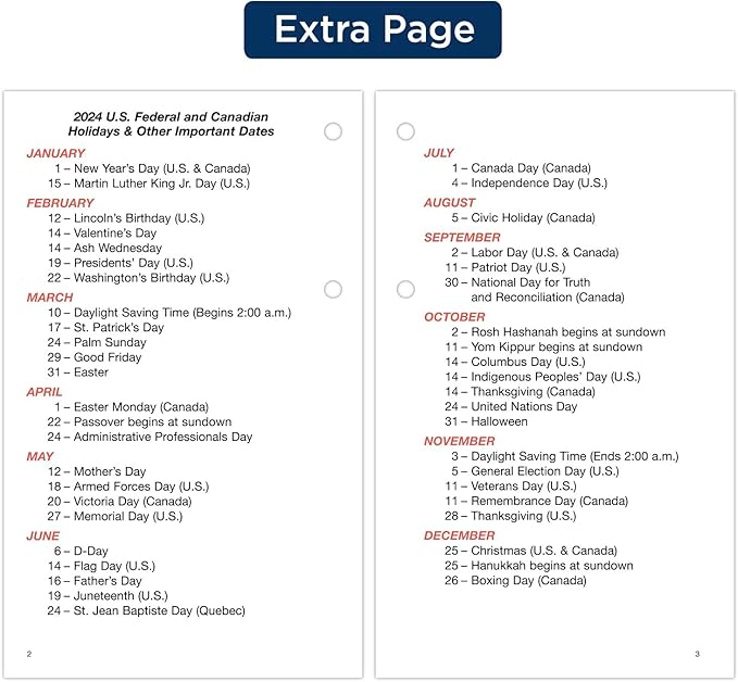 AT-A-GLANCE 2024 Daily Desk Calendar Refill, 4-1/2" x 7-1/2", Large, Loose-Leaf, Burkhart's Day Counter (E7125024)