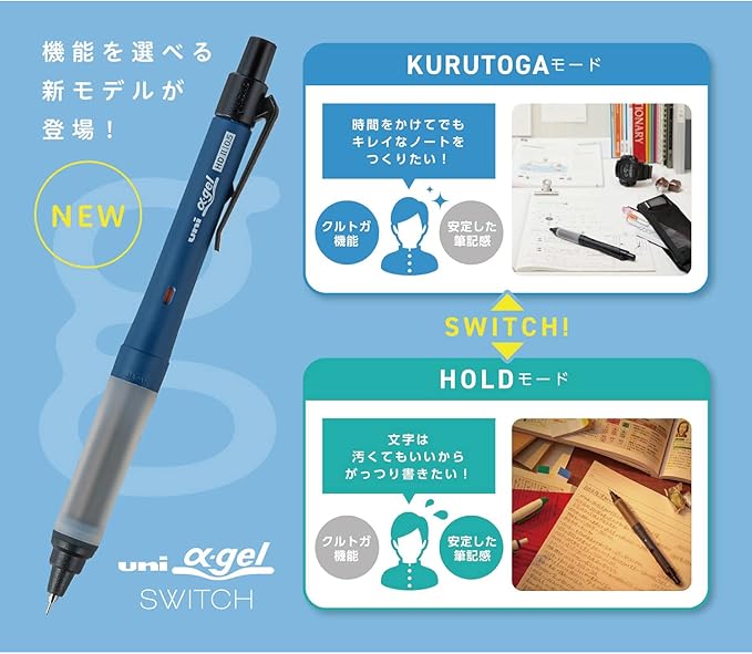 Uni Alpha-Gel Switch Mechanical Pencil, 0.5 mm, Black Body (M51009GG1P.24)
