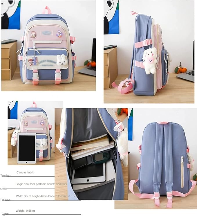 Kawaii Backpack 5Pcs Set Lightweight aesthetic backpack,Teens laptop computer cute backpacks for girls (aesthetic backpack,one size)
