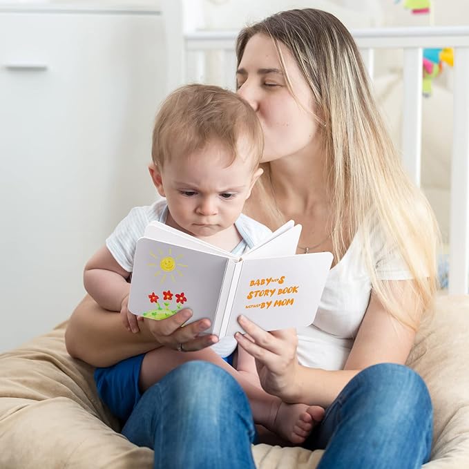 Gueevin 4 Pcs Hardcover Blank Board Book for Kids Chunky Thick Pages Book for Students Adults Sketching Drawing Writing School Office (5 x 5 Inch)