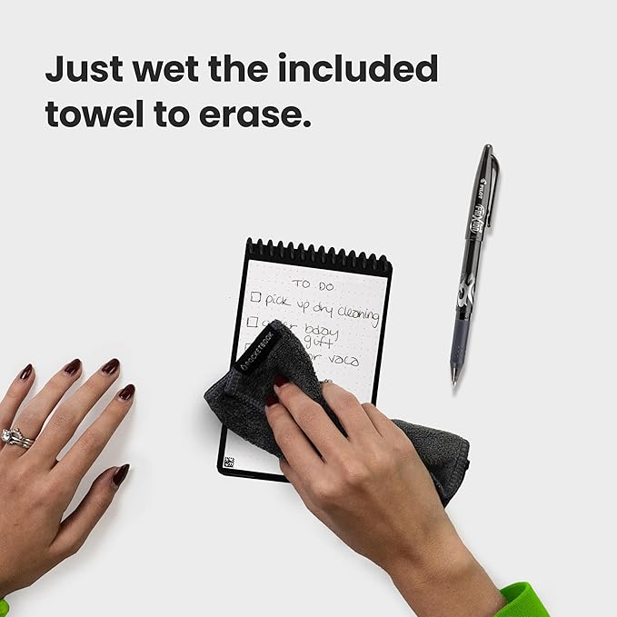 Rocketbook Mini Reusable Smart Notepad, Pocket Size Notebook 3.5x5.5, Gray - Dotted Pages, App-Connected, Erasable, Ideal for On-The-Go List Taking & Quick Notes Anywhere