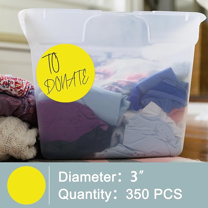 Hybsk 3 inch Circle Color Direct Thermal Stickers Shipping Labels for Barcodes,Name Tag,DIY Logo Design,QR Code,Inventory– Compatible with Zebra,Rollo,Munbyn,and More-350 pcs (3 inch,Yellow)