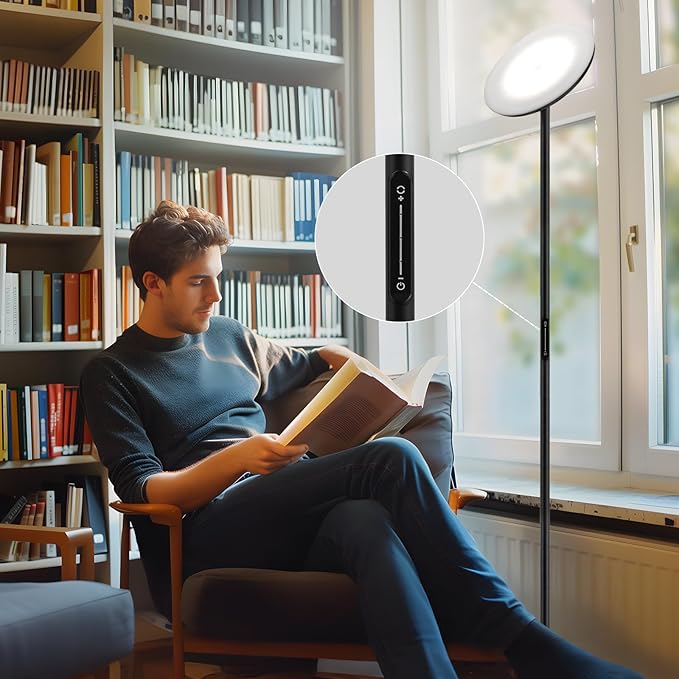LED Floor Lamp with Remote, 36W/3000-5000K,Touch Control, Fully Dimmable, Adjustable Brightness, 69 in, Black(Remote is Packaged in The Base)