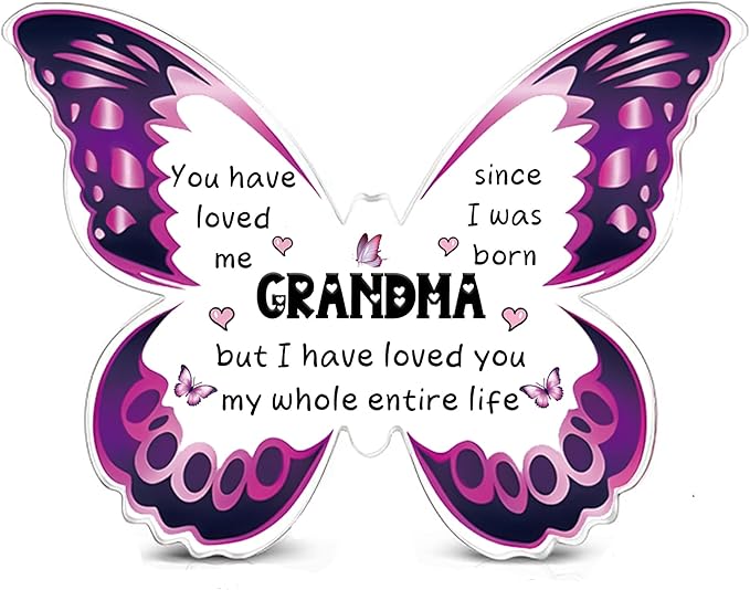 Grandma Gifts for Women Acrylic Plaque Bookmark Set Birthday Gifts for Grandmother Nana Personalised Butterfly Keepsake Bookmarker Mothers Day Christmas Appreciate Gifts for Her from Grandkids