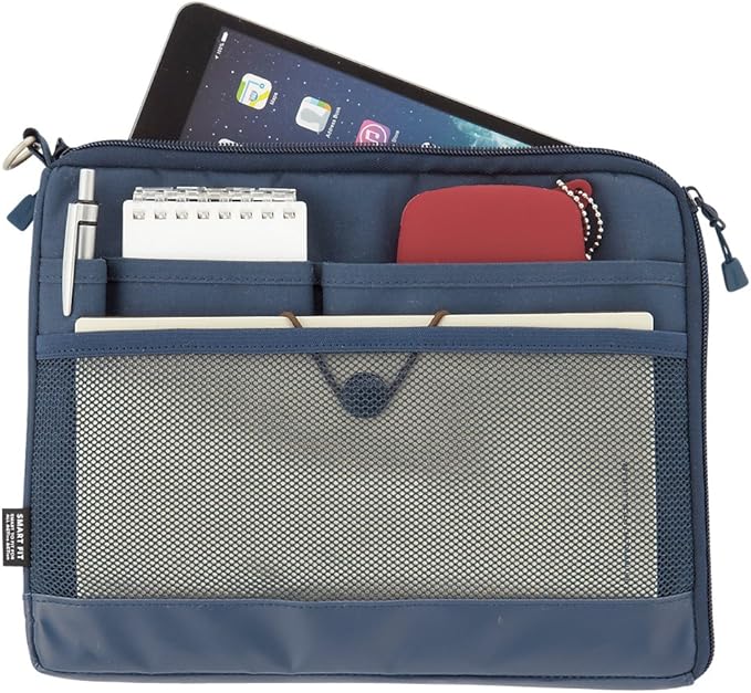 LIHIT LAB Laptop Sleeve, Water & Stain Repellent, Horizontal, 10.2" x 7.9", Navy (A7680-11)