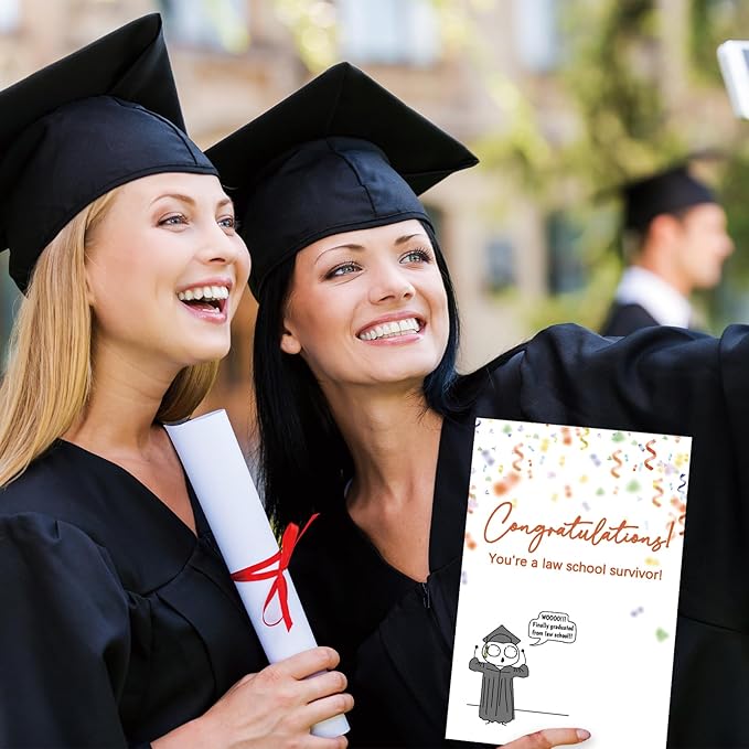 Law School Graduation Card, New Lawyer Graduation Gifts for Women Men, Congratulations Law School Survivor