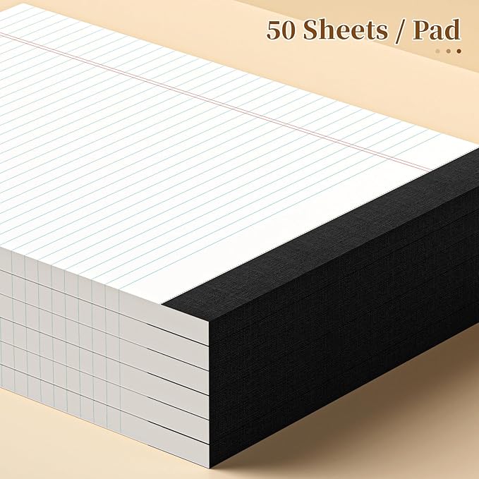 300 Sheets Legal Pads 8.5 x 11 College Ruled 6-Pack White Paper Note Pad Narrow Ruled 50 Sheets per Notepad Perforated Writing Pad Study Back 8x11 Legal Pads Pads of Paper