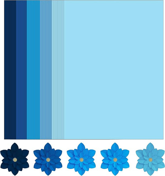Blues Cardstock 8.5 x 11 Craft Paper Cover Stock Stash Pack- Blue Tones Assorted Colored Scrapbook Paper 80lb Card Stock for Construction Crafts, Embossing, Quilling, Cardmaking-30 Sheets