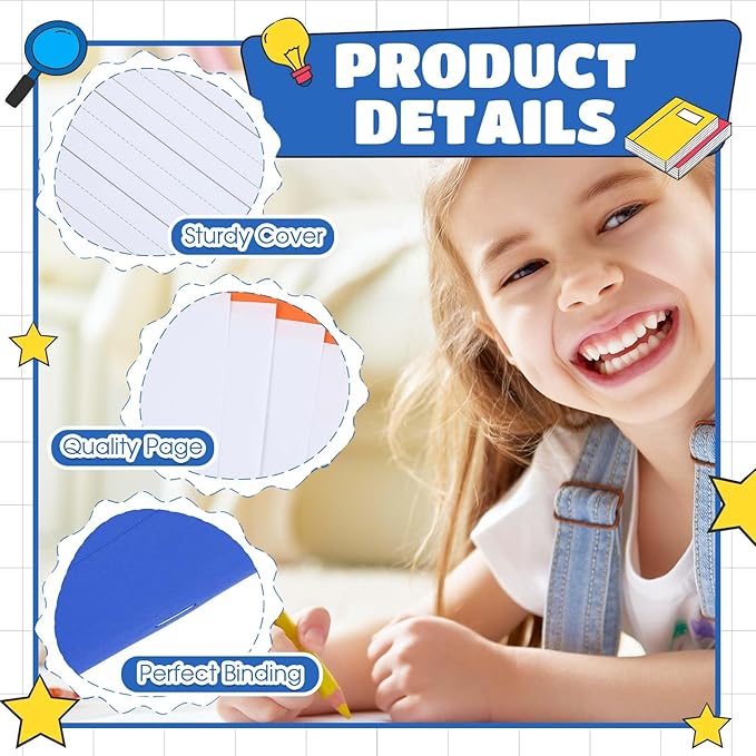 Henoyso 6 Pcs Primary Composition Notebook K-2 9 3/4 x 7 1/2 Inch Primary Journal Blank Writing Book for Kid to Write Draw and Journal 60 Page Notebook Back to School Supplies (Blue)