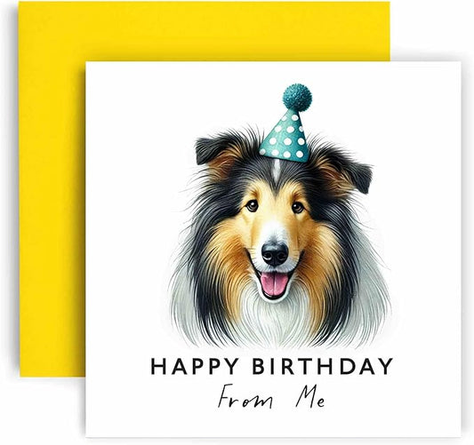 Huxters Birthday Card from the Dog – Collie - Happy Birthday to Dog Mum and Dog Dad – Birthday Card from the Dog to Friends Family First Birthday (Collie)