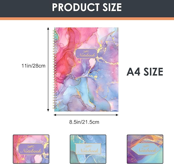 LABUK 3 Pack Spiral Notebook College Ruled Notebook, Aesthetic Journaling Notebooks for Work School Office Home, 3 x 120 Pages, 8.5 x 11 Inches Notebooks for Valentine Gifts