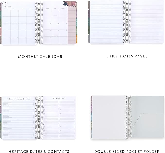 Erin Condren 12-Month Spiral Life Planner (Jan 2025 - Dec 2025) | 7x9 Weekly Planner with Monthly Calendars | Wildflowers Covers, Bold Blooms Interior, Vertical Layout, Platinum Coil