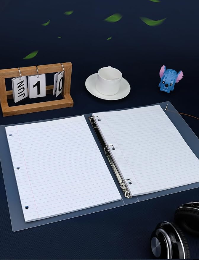 Loose Leaf Paper, 300 Sheets Notebook Paper, 3-Hole Punched Binder Paper 8-1/2 x 11 In Filler Paper, Wide Ruled Loose Leaf Paper 8.5 x 11 Lined Paper for 3 Ring Binder, White, 3 Pack, 100 Sheets/Pad