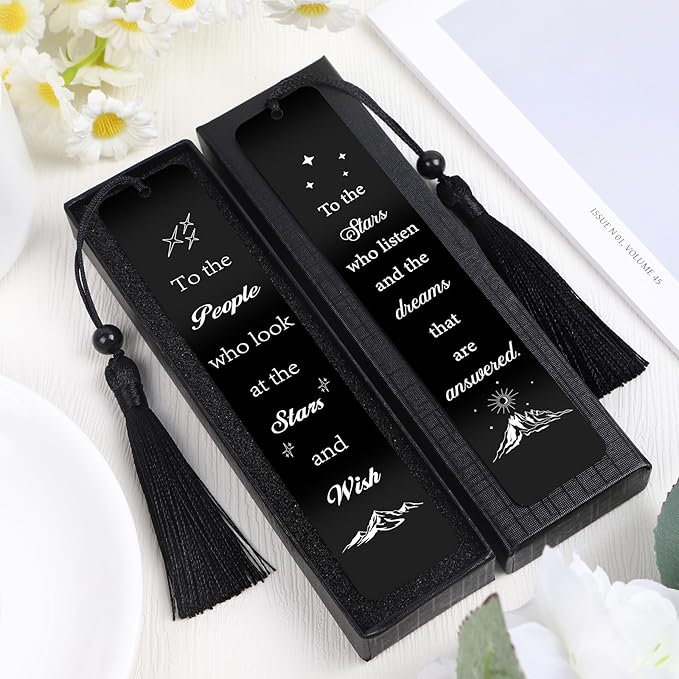 Fantasy Metal Bookmark Gift - 2Pcs Pretty Bookmarks with Tassels for Women Cool Star Book Marks Gifts for Men Motivational Book Mark for Book Lovers Teacher Bookmarks Appreciation Gifts