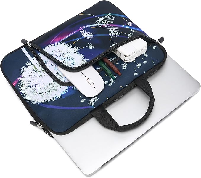 11.6 12 12.5 inch Laptop Sleeve Chromebook Case Ultrabook Case Notebook Sleeve Tablet Case Neoprene Handle Sleeve for Men Women, Two Pockets Fit Apple MacBook Air Samsung Acer HP DELL (Dandelion)