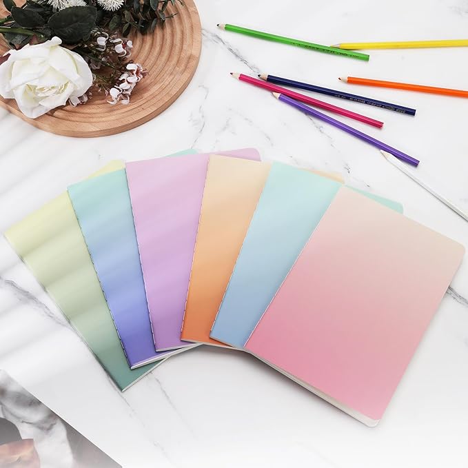 Ddaowanx Notebooks, Journals in Bulk, Blank Paper Sketchbooks, 72 Pages, 36 Sheets, 80GSM, 8.3x5.5 Inch, A5 Size, Travel Writing Notebooks Journal for Office School Supplies (Blank-48pack, Gradient)