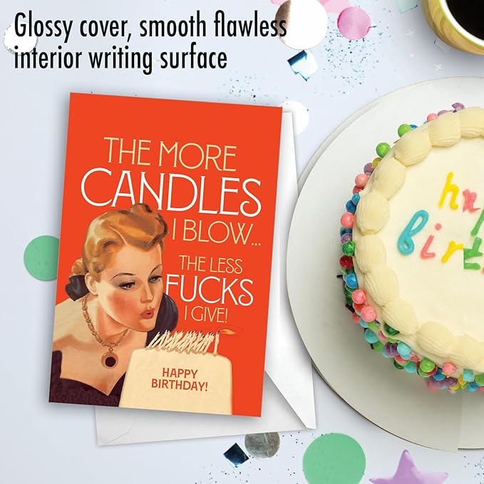 NobleWorks - 1 Funny Women's Birthday Card - Hilarious Bday Greeting Card with Envelope, Sassy Celebration - Candles I Blow C9309BDG