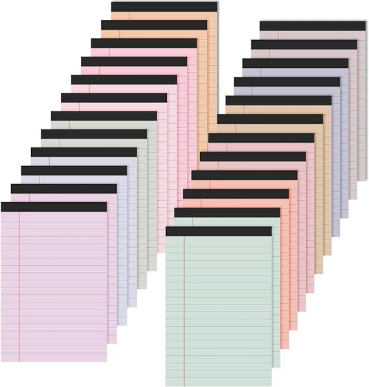 Lincia 24 Pcs 4" x 6" Legal Pad Writing Notepads Small Legal Pad College Ruled 30 Sheets Multiple Color Lined Note for Work 80 Gsm Paper for Grocery List Shopping List (Sweet Color)