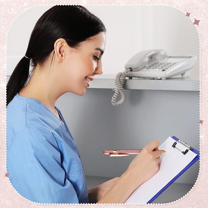 Zonon 12 Pieces Inspirational Pens Bulk Easter Basket Stuffers Motivational Quotes Ballpoint Pens with Stylus Tip Inspirational Gifts for School Office Teachers(Rose Gold,Nurse Style)