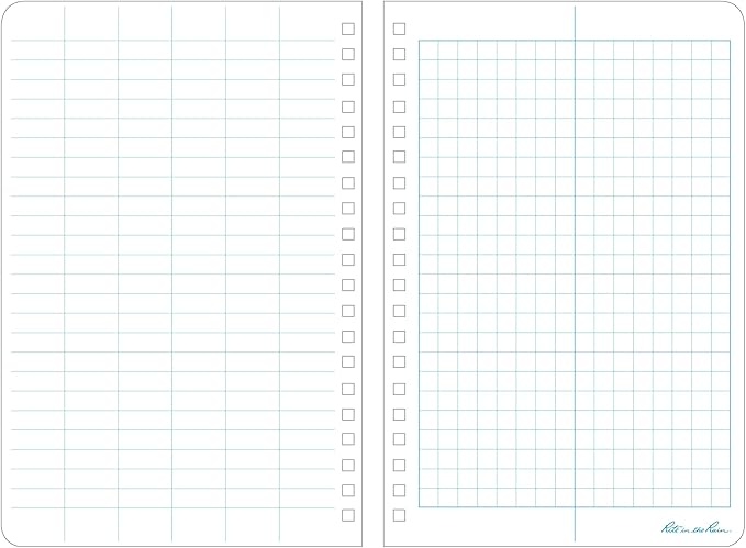 Rite in the Rain Weatherproof Side Spiral Notebook, 4.625" x 7", Yellow Cover, Field Pattern (No. 353)