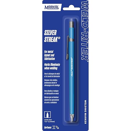 Markal 96006 - Markal Silver-Streak Holder with 1 Reflective Lead, Built-in Sharpener, 1 Click Advance -Ideal for Metal Layout & Fabrication Work