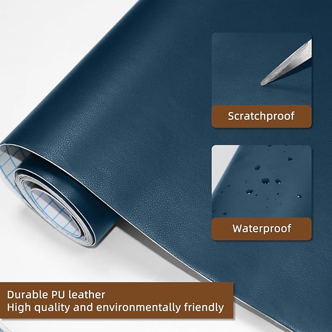 Leather Repair Patch for Couches Self-Adhesive Leather Repair Tape kit for Furniture Sofa Vinyl Car Seats Couch Chairs Shoes Down Jackets (Blue, 3.9X79 inch)