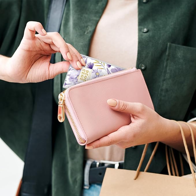 Pocket Calendar 2025-2026, Purple Monthly Planner 2025-2026 - 3.7" x 6.7" - Runs from January 2025 Until December 2026, Small Pocket Calendar 2025 with PVC Cover for Planning