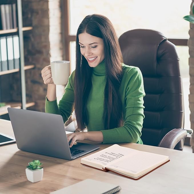 Lined Journal Notebook Thick A5 Hardcover Leather Journals College Ruled Notebooks 300 Pages for Women Men 5.7 x 8.3 Inches Brown