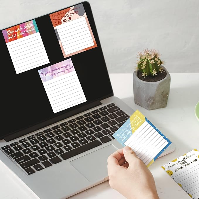Funny Notepads with Sayings Sticky Funny Office Supplies to Do List Sarcastic Work Assorted Notepad for Workers, 12 Designs, 3 x 3.93 Inch(Cute Style)