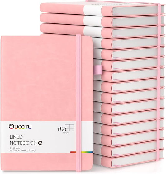 Lined Journal Notebook, 16 Pack, 180 Pages, A5 Journals for Writing, 100 GSM Thick Paper, Small Notebooks Daily Journal for Women Men Work, Business, School, Travel Supplies