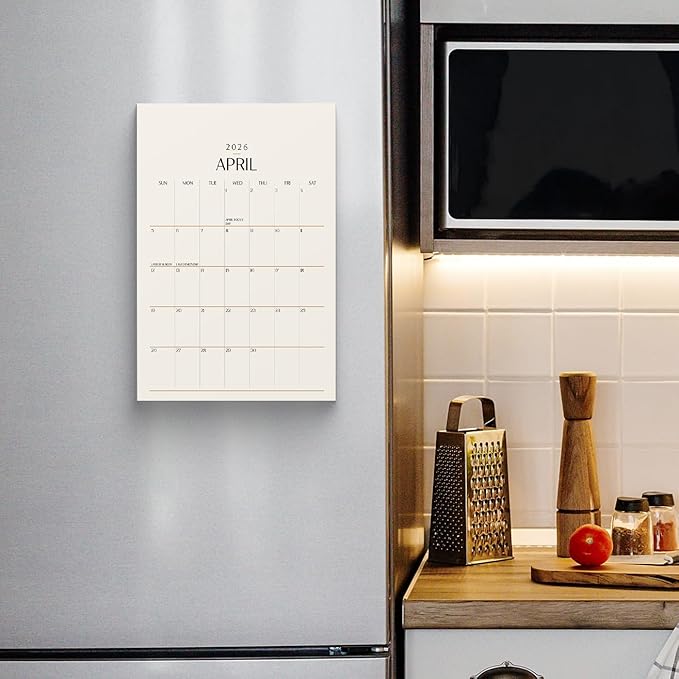 Magnetic Calendar for Refrigerator 2025 - Versatile 6x9 2025 Fridge Calendar Runs Until June 2026 - Easy Planning with Aesthetic Fridge Calendar Magnet - Karto - Beige