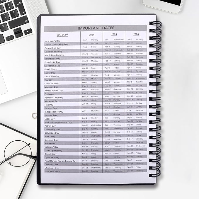 Cheneyboo 2025 Planner - January 2025- June 2026, Monthly Weekly Daily Planner 2025-2026, 18 Month Planner, 7.5"x10.2", Big Size Planner, Black