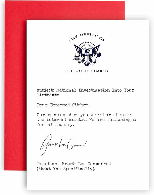 Huxters Funny Birthday Card for Him Men and Her Women Borng Before Internet Letter - Fun Joke Greeting Card for Dad Brother Uncle Mom Sister Auntie - - 17 by 12cm (National Investigation)