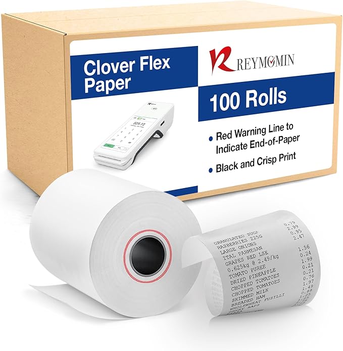 Thermal Paper 2 1/4 x 50-100 Rolls - BPA Free - 55 GSM - Credit Card Paper Rolls Thermal 2 1/4 x 50 for Clover Flex, Verifone VX 520, Dejavoo Z11, Ingenico Desk 3500 - Fits All POS Machines