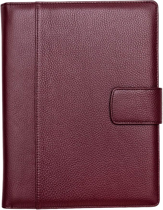 Maruse Italian Leather Executive Padfolio, Folder Organizer with Magnetic Closure and Writing Pad, Handmade in Italy, Wine