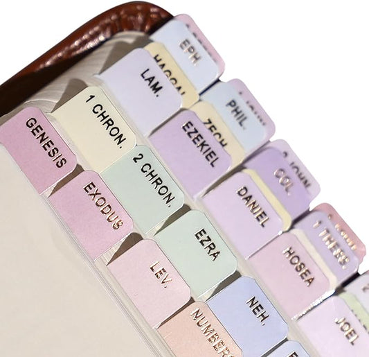 Idyllic Grace - Mini Bible Tabs, Gold Foil Lettering, Journaling, Small Bibles, Study Tool, 90 Tabs, Old and New Testament, Christian, Catholic, Apocrypha, Index Tabs, Glossy Laminated - Let Him Shine