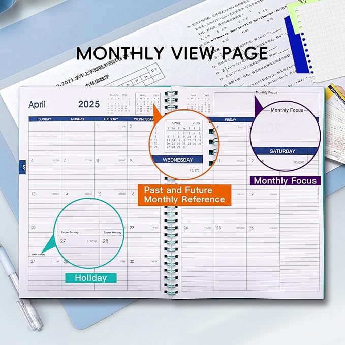 Cheneyboo Calendar 2025 - January 2025-June 2026, Calendar Planner 2025-2026, 18 Month Calendar Planner, 7.5"x10.2" Large Size Planner with Double Inner Pocket, Green