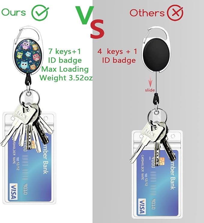Cute Owl Lanyards for Id Badges, Retractable ID Badge Holder with Detachable Lanyard, Fashionable Badge Reel Heavy Duty with Carabiner Clip, Nurse Teacher Office Gifts