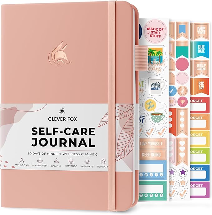 Clever Fox Self-Care Journal – Daily Reflection Notebook – Mental Health & Personal Development Planner, Meditation & Mood Log, A5 (Light Pink)
