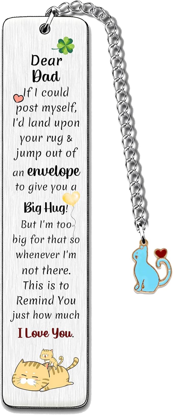 Dad Bookmarks Christmas Gift Bookmark Daddy Birthday Present I Love You Papa Retirement Appreciate Love Quotes Engraved Keepsakes Happy Fathers Day Gifts Ideas Funny Cat Printing from Son Daughter