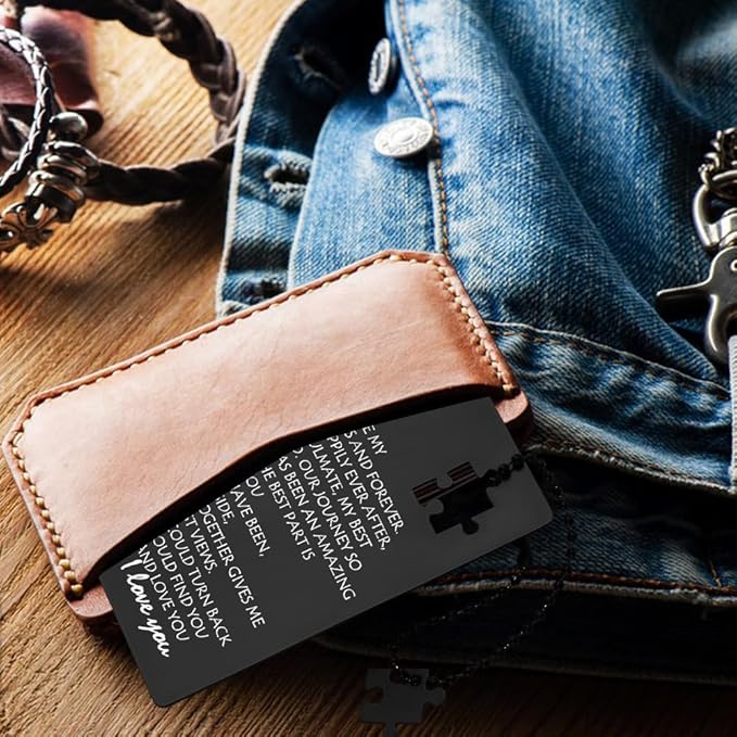 llxxeyopqdxz Happy Birthday Card for Husband, Valentines Day Gift for Men Wedding Gifts I Love You Gift for Him Fiance, Anniversary Card Gifts for Boyfriend Husband, Engraved Wallet Gift