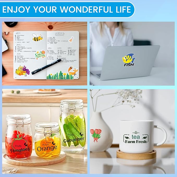 Uinkit 105Sheets Premium 90% Clear Vinyl Sticker Paper for Inkjet Printer - Include 100 Sheets Clear and 5Sheets Glossy Label Waterproof, Dries Quickly Vivid Colors, Holds Ink Well