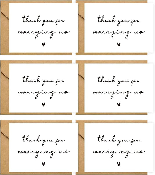 6 Pieces Wedding Day Card, Thank You for Marrying Us, Thank You Card for Officiant, Priest, Minister, Judge, Pastor Gifts.（Thank You - 6cards B）
