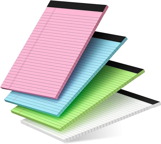 4 Pack Legal Pads 8.5 x 11 Legal Pads 8.5 x 11 Wide Ruled Notepads Colored Note Pads 8.5 x 11 Perforated Legal Notepads 80GSM Legal Pad 30 Sheets Writing Pads for School, College, Office