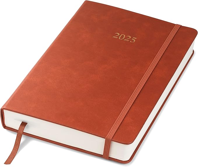 Wykeham's Executive 2025 Daily Journal Planner – Customization Available (Brown, 8.5"×5.5")