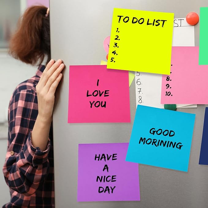 Zubebe 10 Pads 11 x 11 Inch Large Sticky Notes Jumbo Bright Colors Sticky Notepads Self Stick Note Square Memo Post Stickies for Office School, 25 Sheets/pad (Multicolor)