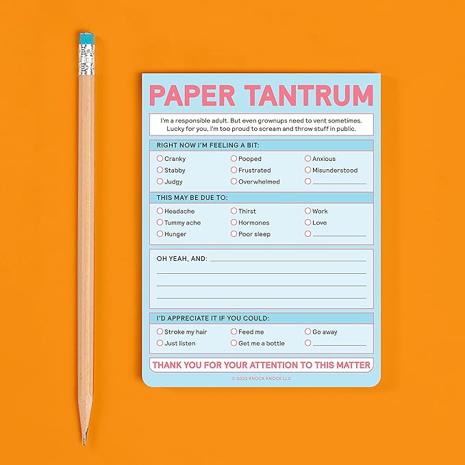 Knock Knock 1-Count Paper Tantrum Note Pad, Funny Office Notepads & Checklist Nifty Notes (Pastel), 4 x 5.25-inches