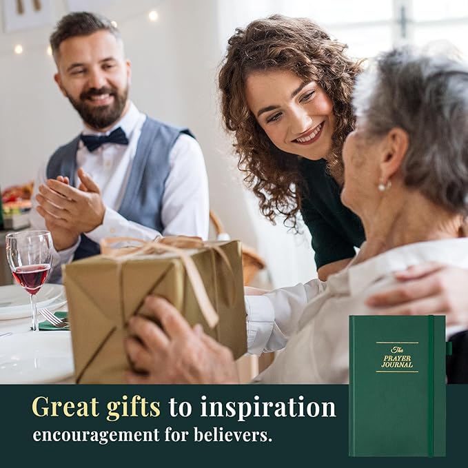 JUBTIC Prayer Journal for Woman, Christian Planner, Bible Journal with Verse, 60 Weeks Scripture, Faith & Devotional Journal, Bible Study Notebooks for Note Taking, Christian Gifts (Dark Green)